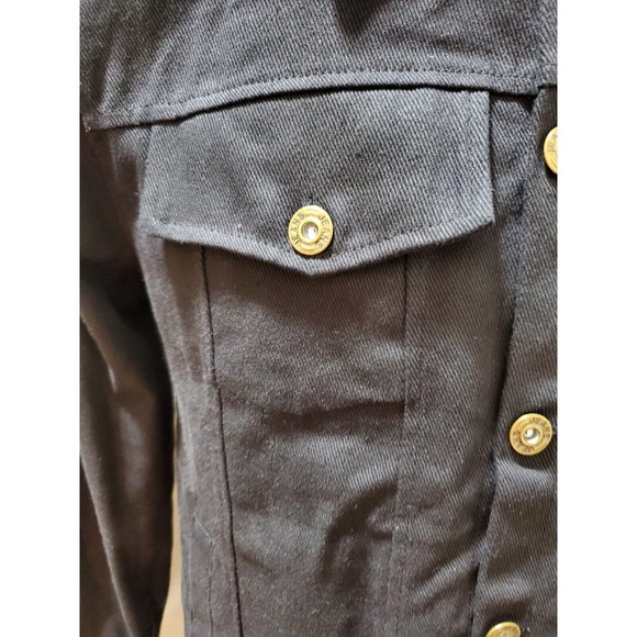 Men's Black Denim Cotton Long Sleeve Buttons Front Casual jeans Jacket Size M - Picture 3 of 9